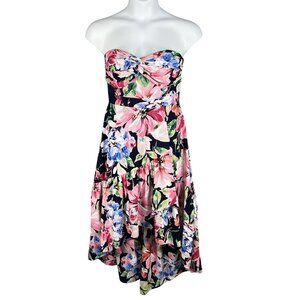 Eliza J  6 Strapless Sweetheart Bustier Floral High Low Ruffle Dress Bloomcore